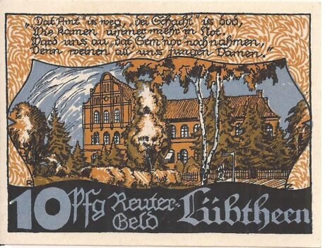 Реверс банкноты 10 fenigów (Niemcy)