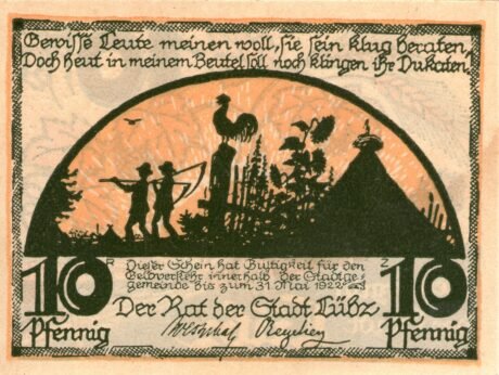 Аверс банкноты 10 fenigów (Niemcy)