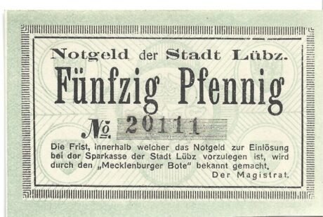 Аверс банкноты 50 fenigów (Niemcy)