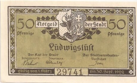 Аверс банкноты 50 fenigów (Niemcy) 1922