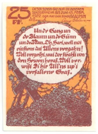 Аверс банкноты 25 fenigów (Niemcy)