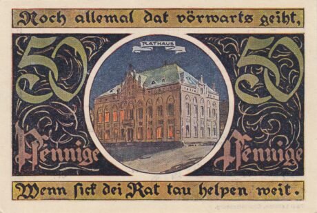 Реверс банкноты 50 fenigów (Niemcy)