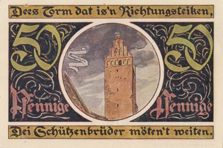 Реверс банкноты 50 fenigów (Niemcy)