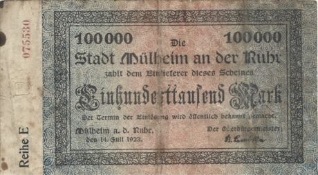 Аверс банкноты 100000 marek (Niemcy) 1923