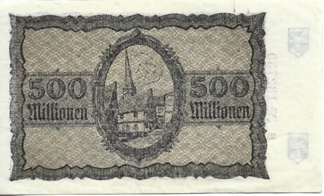 Реверс банкноты 500 000 000 marek (Niemcy) 1923