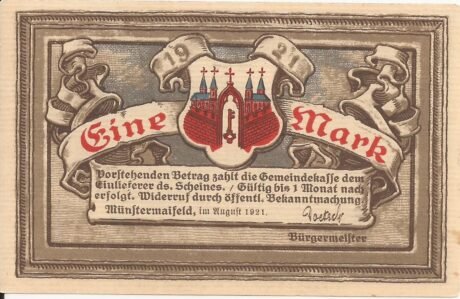 Аверс банкноты 1 marka (Niemcy) 1921