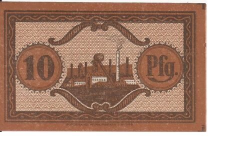 Реверс банкноты 10 fenigów (Niemcy) 1920