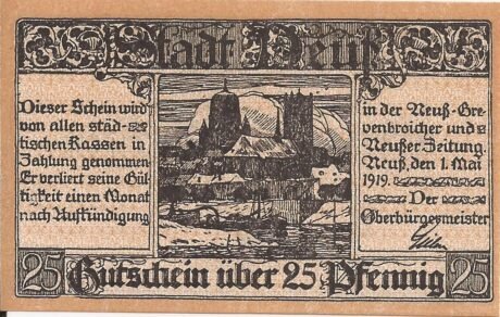 Аверс банкноты 25 fenigów (Niemcy) 1919