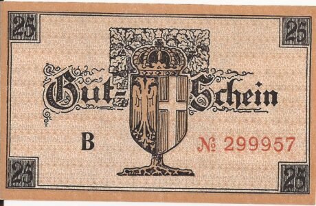 Реверс банкноты 25 fenigów (Niemcy) 1919