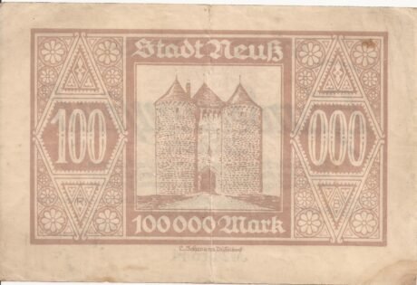 Реверс банкноты 100000 марок (Германия) 1923 года