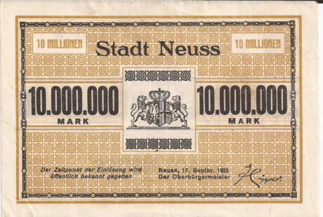 Аверс банкноты 10000000 marek (Niemcy) 1923