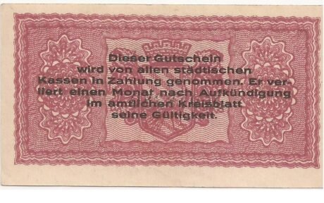 Реверс банкноты 50 fenigów (Niemcy) 1918