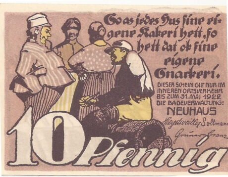 Аверс банкноты 10 fenigów (Niemcy) 1922