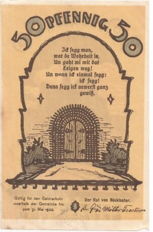 Аверс банкноты 50 fenigów (Niemcy)