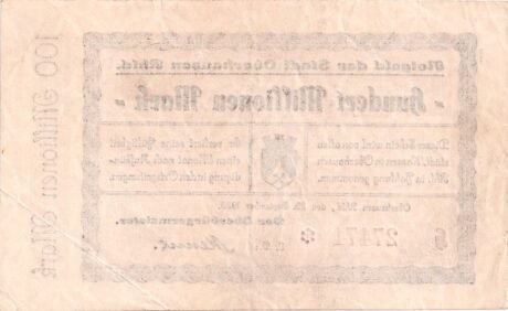 Реверс банкноты 100 000 000 marek (Niemcy) 1923