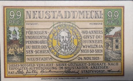 Аверс банкноты 99 fenigów (Niemcy) 1921