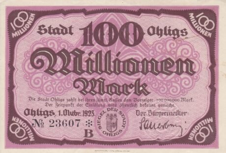 Аверс банкноты 100 000 000 marek (Niemcy) 1923