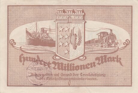 Реверс банкноты 100 000 000 marek (Niemcy) 1923