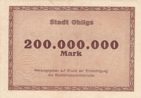 Реверс банкноты 200 000 000 marek (Niemcy) 1923