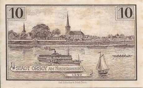 Реверс банкноты 10 fenigów (Niemcy) 1921