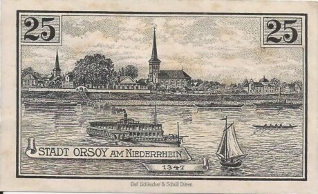 Реверс банкноты 25 fenigów (Niemcy) 1921