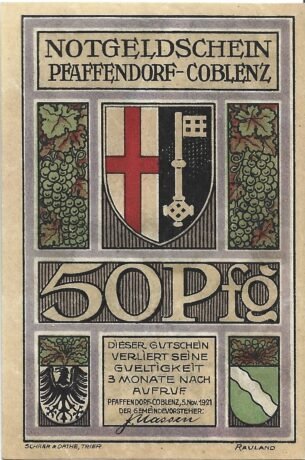 Аверс банкноты 50 fenigów (Niemcy) 1921