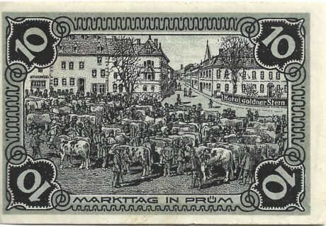 Реверс банкноты 10 fenigów Gewerbeverein (Niemcy) 1921