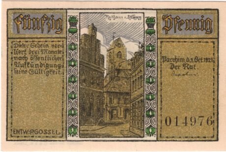 Аверс банкноты 50 fenigów (Niemcy) 1921