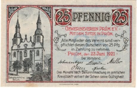 Аверс банкноты 25 fenigów Gewerbeverein (Niemcy) 1921