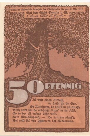 Аверс банкноты 50 fenigów (Niemcy) 1922