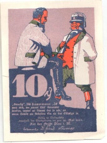 Аверс банкноты 10 fenigów (Niemcy)