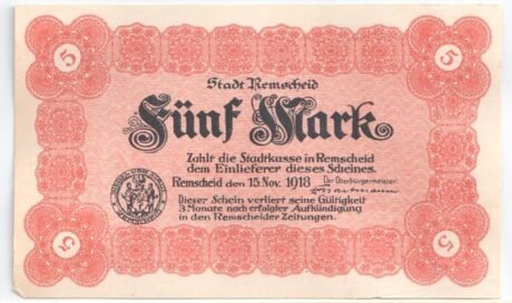 Аверс банкноты 5 marek (Niemcy) 1918