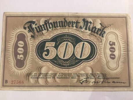 Аверс банкноты 500 marek (Niemcy) 1922