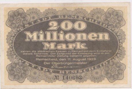 Аверс банкноты 200 000 000 marek (Niemcy) 1923