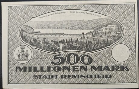 Реверс банкноты 500 000 000 marek (Niemcy) 1923