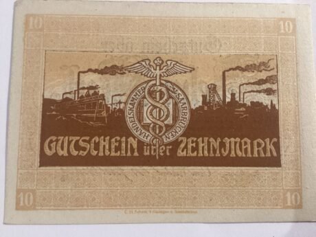 Реверс банкноты 10 marek (Niemcy) 1918