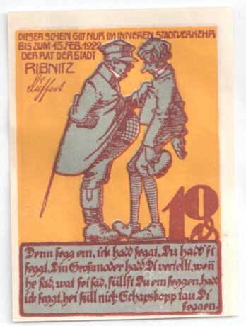 Аверс банкноты 10 fenigów (Niemcy) 1922