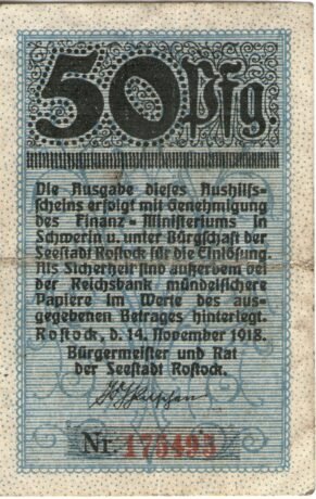 Реверс банкноты 50 пфеннигов (Германия) 1918 года