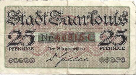 Аверс банкноты 25 fenigów (Niemcy) 1918