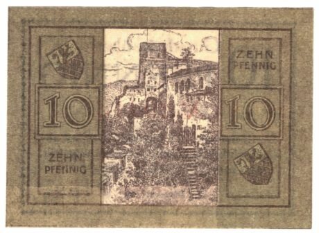 Реверс банкноты 10 fenigów (Niemcy) 1920