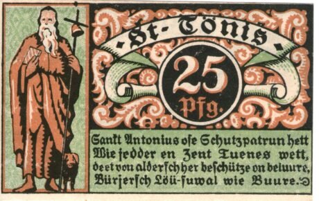 Аверс банкноты 25 fenigów (Niemcy) 1920