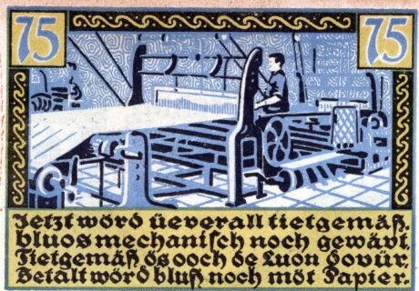 Реверс банкноты 75 fenigów (Niemcy) 1920