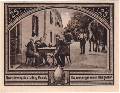 Реверс банкноты 25 fenigów Verkehrs- und Verschönerungs-Verein Schoenecken-Wetteldorf und Umgegend (Niemcy) 1921