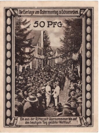 Реверс банкноты 50 fenigów Verkehrs- und Verschönerungs-Verein Schoenecken-Wetteldorf und Umgegend (Niemcy) 1921