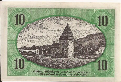 Реверс банкноты 10 fenigów Verein für Handel und Gewerbe (Niemcy) 1920