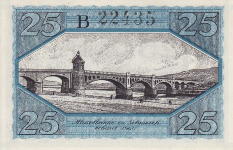 Реверс банкноты 25 fenigów Verein für Handel und Gewerbe (Niemcy) 1920