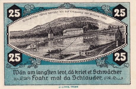 Реверс банкноты 25 fenigów Verein für Handel und Gewerbe (Niemcy) 1921