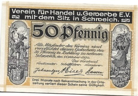 Аверс банкноты 50 fenigów Verein für Handel und Gewerbe (Niemcy) 1920