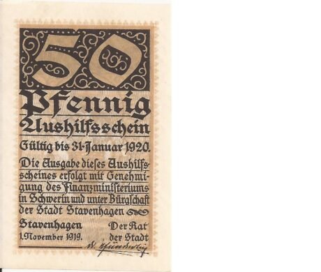 Аверс банкноты 50 fenigów (Niemcy) 1919