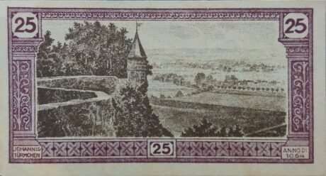 Реверс банкноты 25 fenigów (Niemcy) 1921